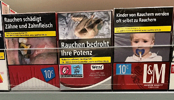 Schockbilder auf Tabakprodukten als Beispiel für eine Entscheidungsinformation - solche Infos können nachhaltiges Verhalten fördern